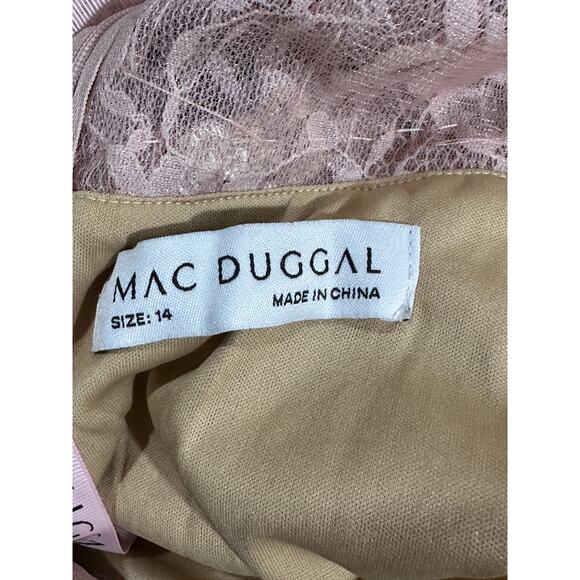 Mac Duggal Pink Floral Embellished Sleeveless Plunge Neck Gown Size 14 NWT 67481 - Picture 15 of 16